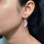 Designer Gold Plated Half Circle Earrings with Monalisa Stone | Best Hook Style Jewelry