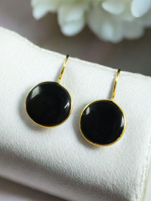 Gold Plated Round Hook Earrings for Women Daily Wear