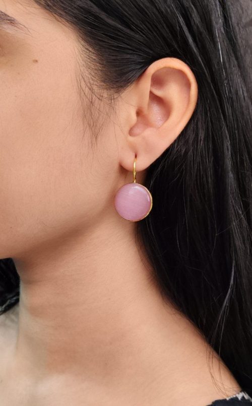 Gold Plated Round Hook Earrings for Women Daily Wear