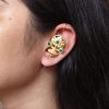 Gold plated lotus design earcuff with stone work for women