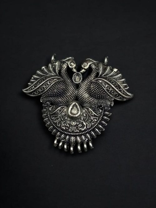 German silver peacock pendant floral art raw material