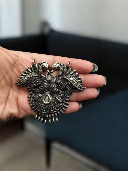 German silver peacock pendant floral art raw material