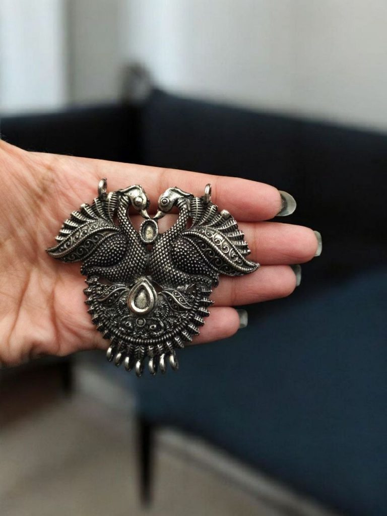 Bulk 704 German Silver Best Peacock Pendant | Floral Art Raw Material for DIY Jewelry Making