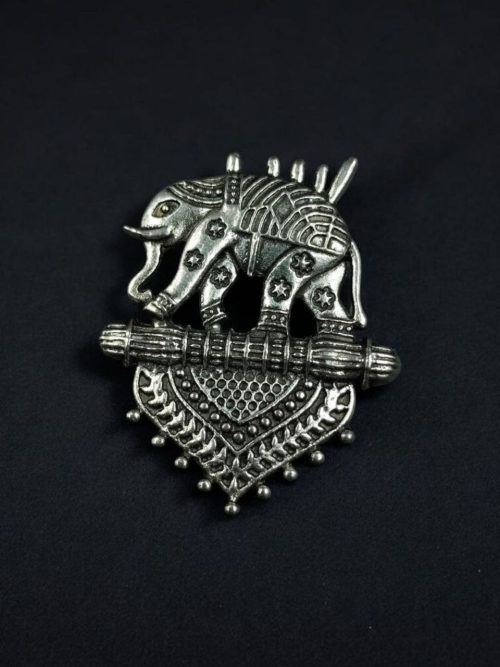 Oxidized German silver elephant pendant raw material for DIY jewelry