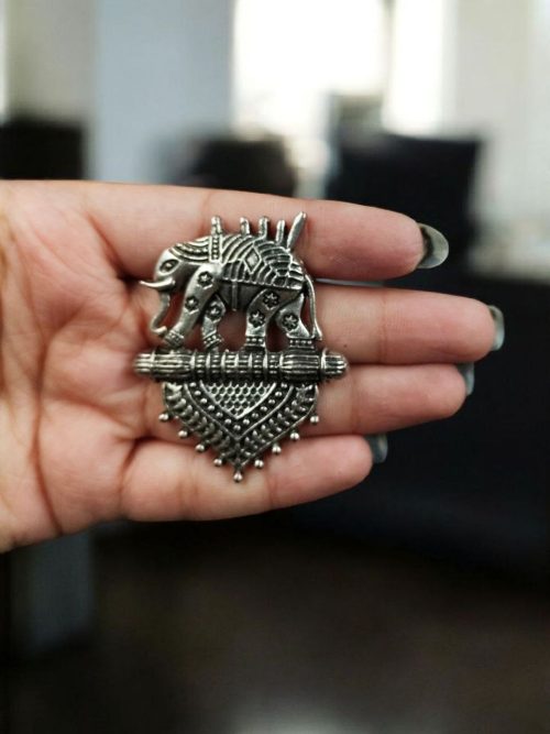 Oxidized German silver elephant pendant raw material for DIY jewelry