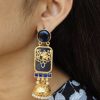 Gold plated elephant jhumki earrings with Monalisa stone and pearl work