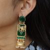 Gold plated elephant jhumki earrings with Monalisa stone and pearl work