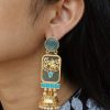 Gold plated elephant jhumki earrings with Monalisa stone and pearl work