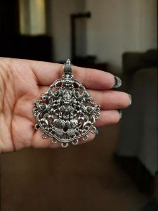 German Silver Maa Durga with Peacock Pendant | Best DIY Jewelry Raw Material