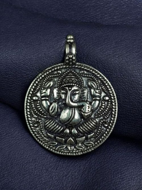 German Silver Traditional Ganesha Pendant for DIY Jewelry and Crafts.