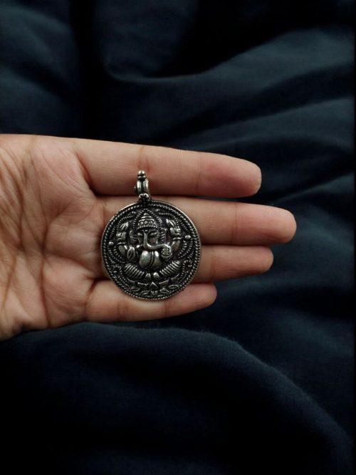 German Silver Traditional Ganesha Pendant for DIY Jewelry and Crafts.