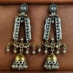 Traditional Long Two-Tone Jhumki Earrings | Pearl & Stone Work Dangler Amazing Jewelry for Women - "White"