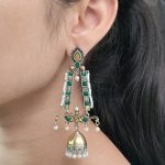 Traditional Long Two-Tone Jhumki Earrings | Pearl & Stone Work Dangler Amazing Jewelry for Women