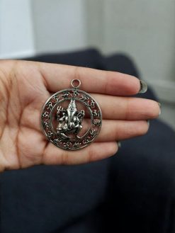 Handcrafted German silver Ganesha pendant for DIY jewelry making