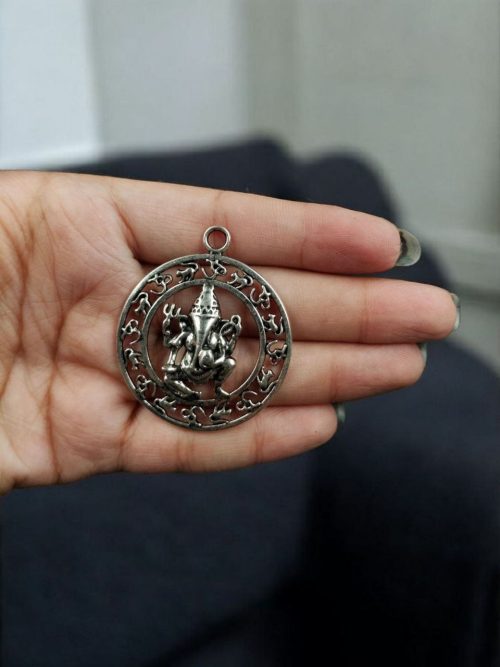 Handcrafted German silver Ganesha pendant for DIY jewelry making
