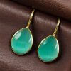 Gold plated drop shape dangler hook earrings for daily wear