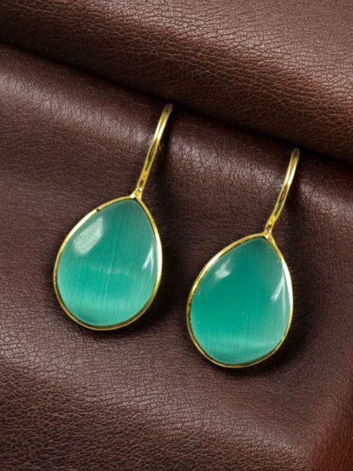 Gold plated drop shape dangler hook earrings for daily wear