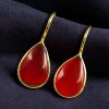 Gold plated drop shape dangler hook earrings for daily wear