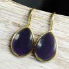 Gold plated drop shape dangler hook earrings for daily wear
