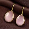 Gold plated drop shape dangler hook earrings for daily wear