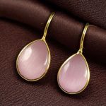 Stylish Drop Shape Dangler Earrings | Best Gold Plated Hook Design for Everyday Wear - "Baby Pink"
