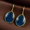 Gold plated drop shape dangler hook earrings for daily wear
