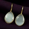 Gold plated drop shape dangler hook earrings for daily wear