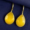 Gold plated drop shape dangler hook earrings for daily wear