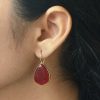 Gold plated drop shape dangler hook earrings for daily wear