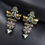Traditional Two-Tone Bird Earrings | Lightweight Dangler with Pearl & Stone Work Unique Jewelry for Girls - "Baby Pink"