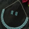 Oxidized silver plated leaf necklace set with stone work