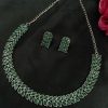 Oxidized silver plated leaf necklace set with stone work
