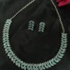 Oxidized silver plated leaf necklace set with stone work