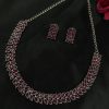Oxidized silver plated leaf necklace set with stone work
