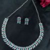 Oxidized silver plated leaf necklace set with stone work