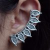 Silver plated ethnic earcuff with unique design for daily wear jewelry.