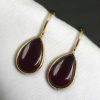 Gold plated drop shape dangler hook earrings for daily wear