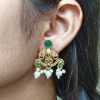 Ethnic gold plated earrings with stone and pearl work unique design