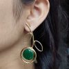 Gold plated Monalisa stone lightweight party wear earrings
