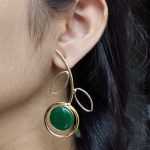 Stylish Lightweight Earrings | Gold Plated Monalisa Stone Unique Party Wear Jewelry - "Green"