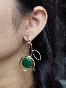 Stylish Lightweight Earrings | Gold Plated Monalisa Stone Unique Party Wear Jewelry - color: "Green"