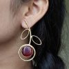 Gold plated Monalisa stone lightweight party wear earrings