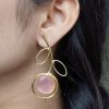 Gold plated Monalisa stone lightweight earrings