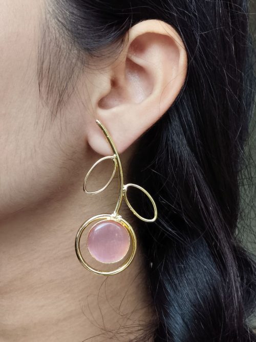 Gold plated Monalisa stone lightweight earrings