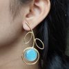 Gold plated Monalisa stone lightweight party wear earrings