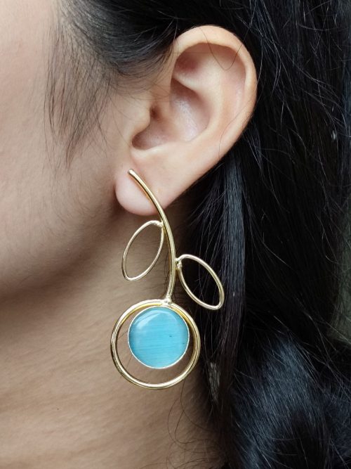 Gold plated Monalisa stone lightweight party wear earrings