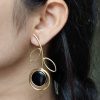 Gold plated Monalisa stone lightweight party wear earrings