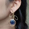 Gold plated Monalisa stone lightweight party wear earrings