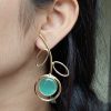 Gold plated Monalisa stone lightweight party wear earrings