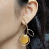 Gold plated Monalisa stone lightweight party wear earrings